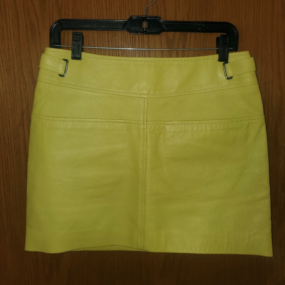 Slime Green Coach Leather Miniskirt